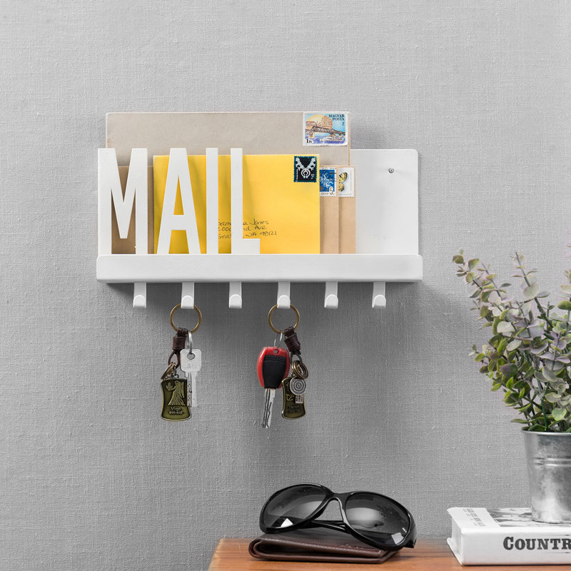 Ebern Designs Mail Sorter Shelf With 6 Key Hooks & Reviews Wayfair